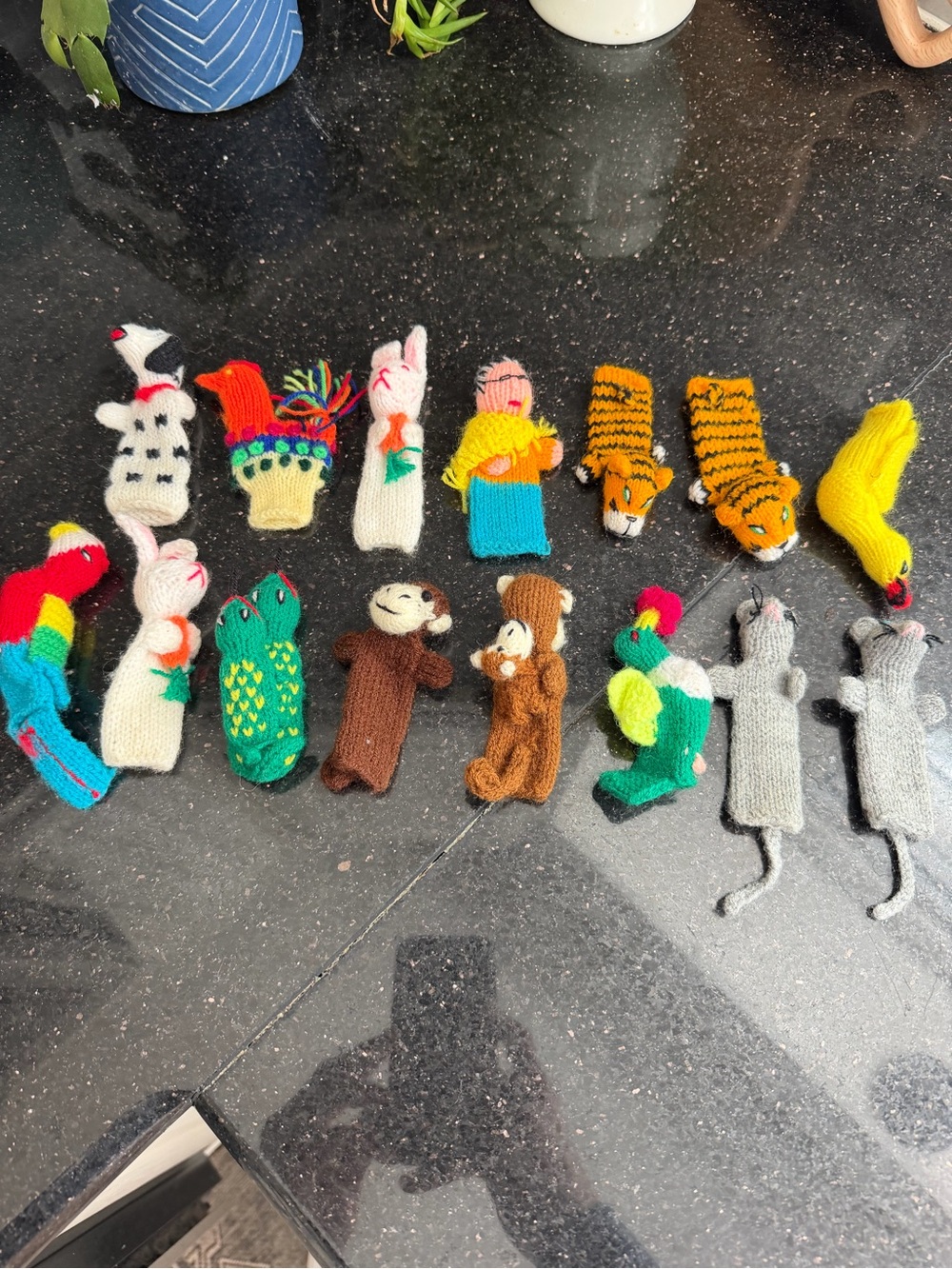 Lot of 15 Handcrafted Yarn Finger Puppets